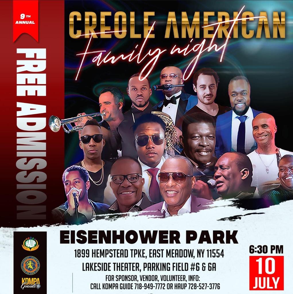 CREOLE AMERICAN FAMILY NIGHT JULY 10, 2022 EISENHOWER PARK 6:30 PM